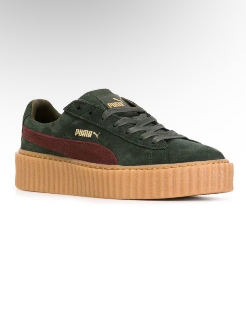 Fenty x Puma green / burgundy suede sneaker